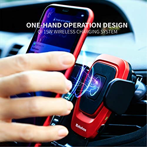 Wireless Car Charger Smartphone Mount (Red), 15W Fast Charging