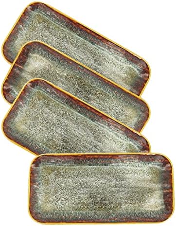 jinsongdafa Ceramic Dinner Plates Set of 4, Main Dish for Steak, Bread, Risotto, Pasta, Salad, Microwave, Oven and Dishwasher Safe, Scratch Resistant (12.4 IN, Brown)