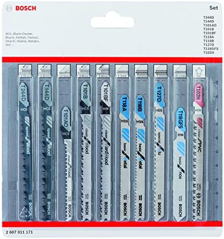 Bosch Professional 10-częściowy zestaw brzeszczotów do wyrzynarki (do drewna i metalu, akcesoria do wyrzynarek z uchwytem T)