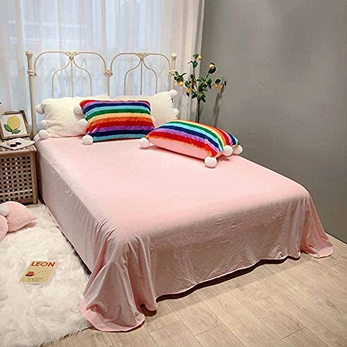 Zhuan Superking Duvets Sets,Rainbow Iridescent Seven Color Winter Warm Flannel Velvet Fleece Princess Girl Bedding Set Duvet Cover Bed Sheet Pillowcases-1-Bed Sheet Style-King Size 4Pcs #TOP4
