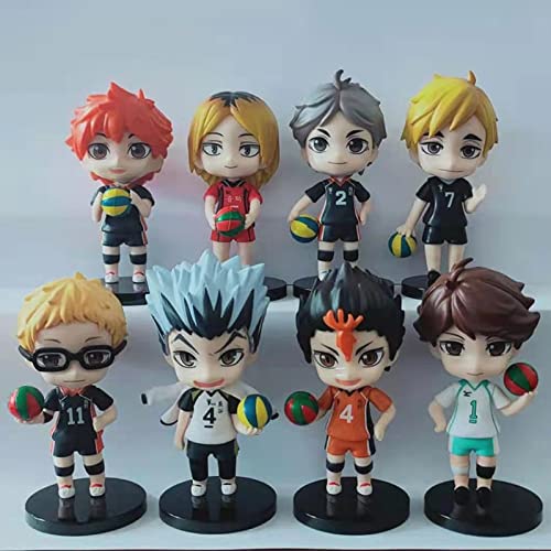 Image of Trunkin Haikyuu Volleyball Action Figure Set C 8 Pcs 9 cms Set Rubber Figure Set Anime Bokuto Oikawa Kenma Hinata Shoyo Tobio Koushi Model Toy Boy Gift Collectible Figurines,Multicolor