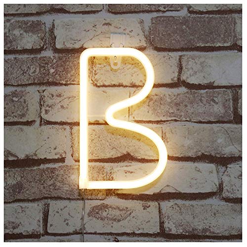 Image of LED Letter Neon Lights Neon Alphabet Sign Night Lights Neon Art Decorative Lights Best Wall Decor Light up Words for Home Bar Club Decoration Wedding Birthday Party Christmas Baby Room Living Room(B)
