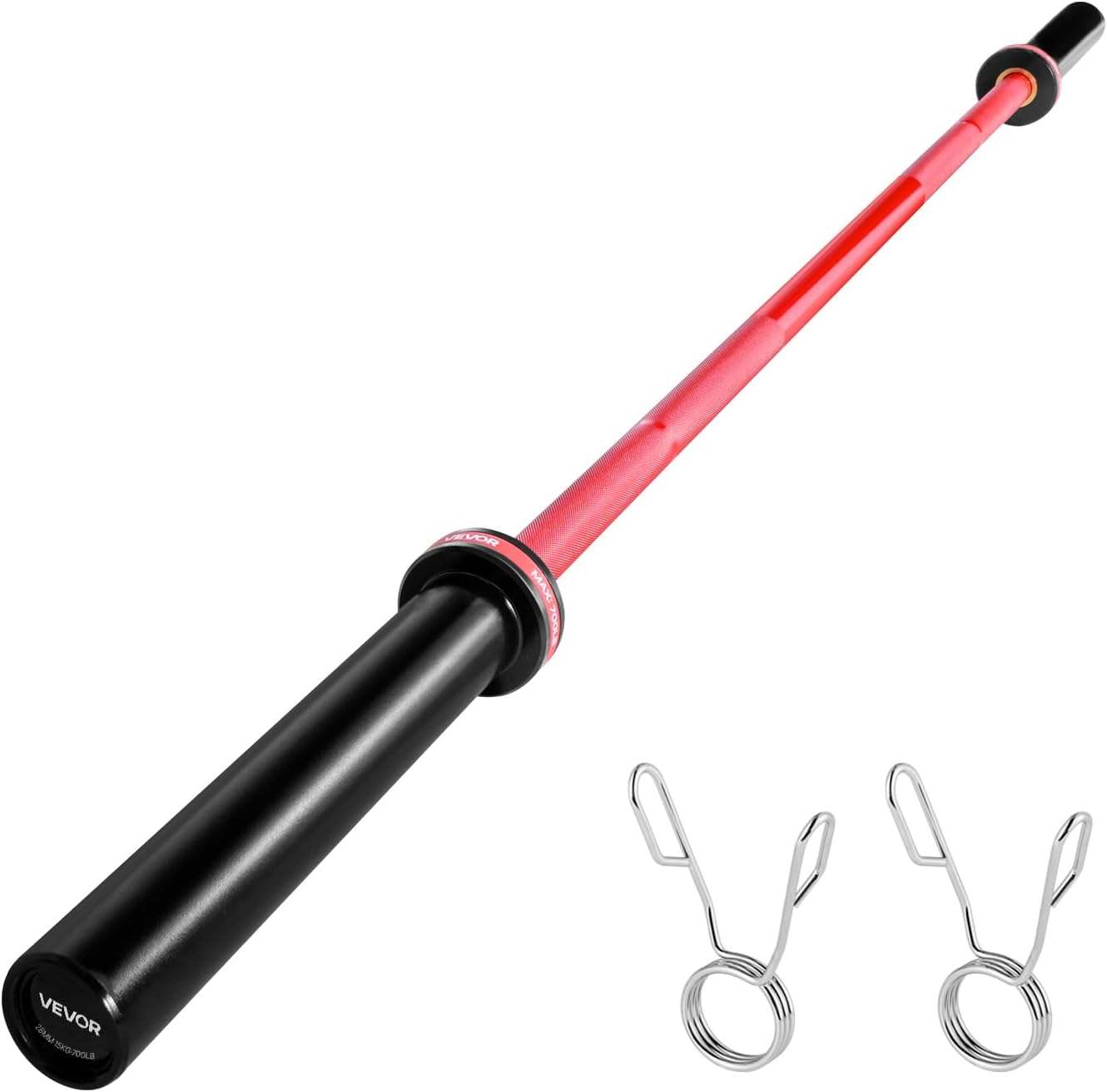 VEVOR 7FT/6FT/4FT Olympic Barbell Bar, Fits 2-Inch Weight Plates, Barbell Bar with Knurled Grip for Strength Training, Weightlifting, Squat, Deadlift, Bench Press, Curl, Overhead Press, 500lbs/700lbs/1000lbs Capacity