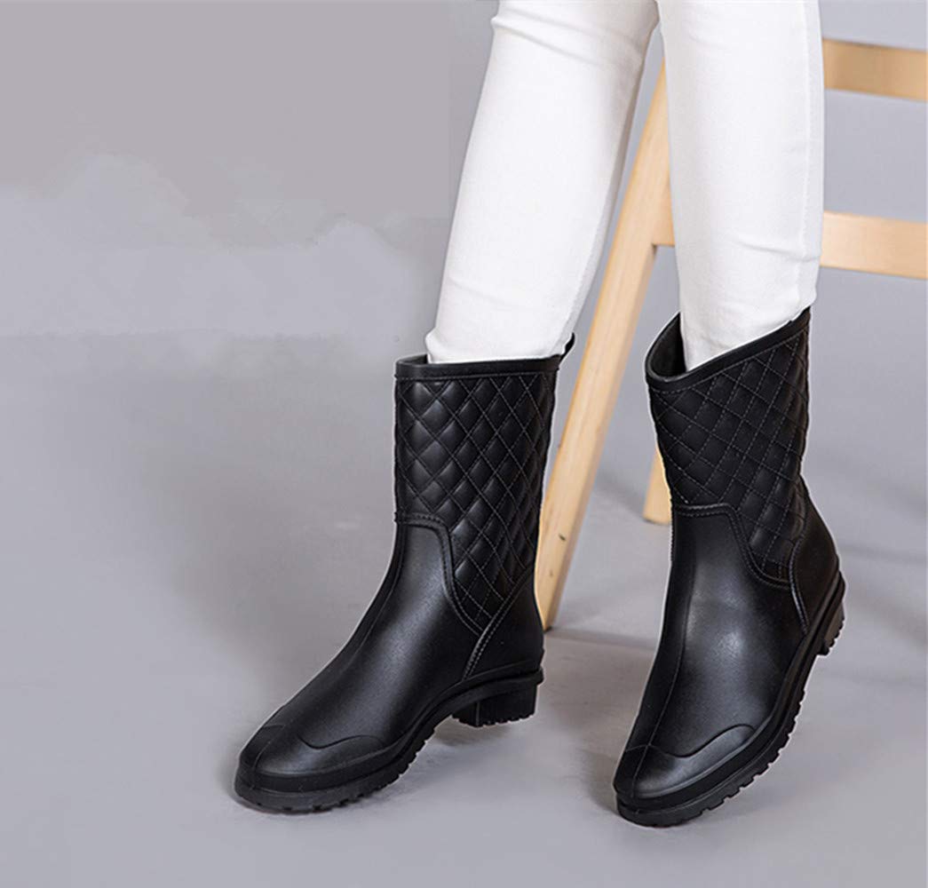 Bota Agua Mujer Jardín Trabajo Lluvia Botas Antideslizante Wellington Boots Negro Caqui Azul 36-43 Negro 42-2