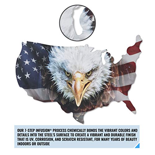 Next Innovations Metal Wall Art - American Flag Wall Decor - Patriotic Eagle Head On Usa Outline - Handmade In The Usa For Use Indoors Or Outdoors #TOP3