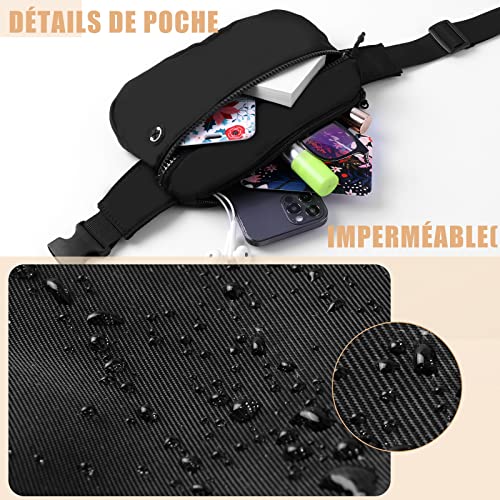 Vinabo Sac Banane Homme Femme Sac Banane Imperméable avec Prise Casque et 2 Poches Chic Sac Banane Ceinture Réglable pour Taille pourd'entraînement en Plein Air Randonnée Camping – vue 4