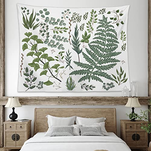 Arbinson Herbs Plant Tapestry Wall Hanging Nature Wildfloral Spring Green White Tapestry For Bedroom Aesthetic Dorm Living Room Home Decor (51.2" X 59.1", Green And White) #TOP3