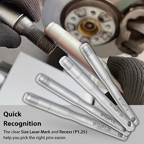 Image of FIRSTINFO F3924 Wheel Hanger Pin Set, 8-Piece Wheel Stud Alignment Guide Tool, for Changing Tires on Cars with Lug Bolts, Includes 2 pcs M12 x 1.25 /1.5 & 2 pcs M14 x 1.25 /1.5 Pilot Pins