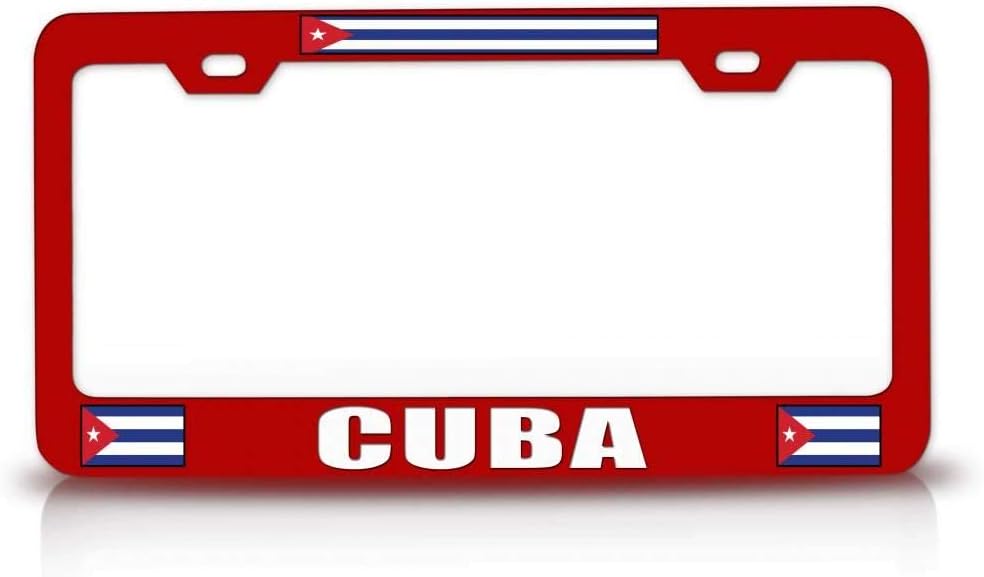 Cuba Flag Metal Car SUV Truck License Plate Frame Red s62