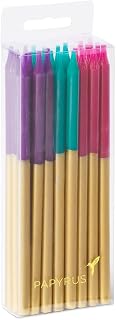 Papyrus Birthday Candles, Gold Dip Purple, Aqua & Fuchsia (24-Count)