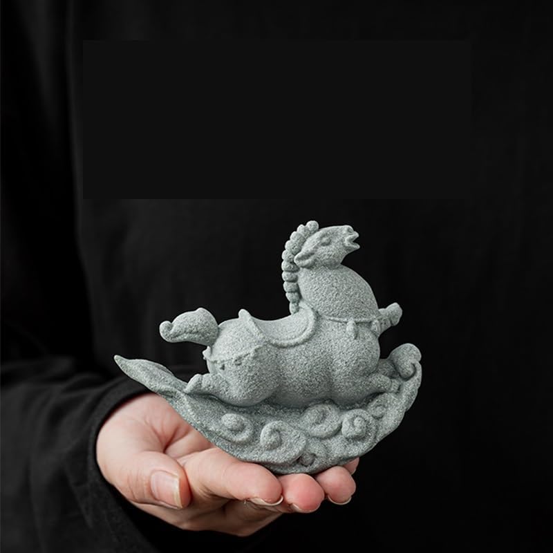 GUERNSEY Tea Pet Study Desk Decoration Green Sandstone Tea Pet Ornaments Can Be Used to Raise Tea and Play Fish Tank Landscaping Tea Pet Statue Ornament(A)