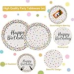 160CT Polka Dot Birthday Party supplies Dinnerware, Include Paper Plates Cups Straws Cutlery, Beige Kitchen Dining Table Decoration for Baby shower, Birthday Party Decor - Image 2