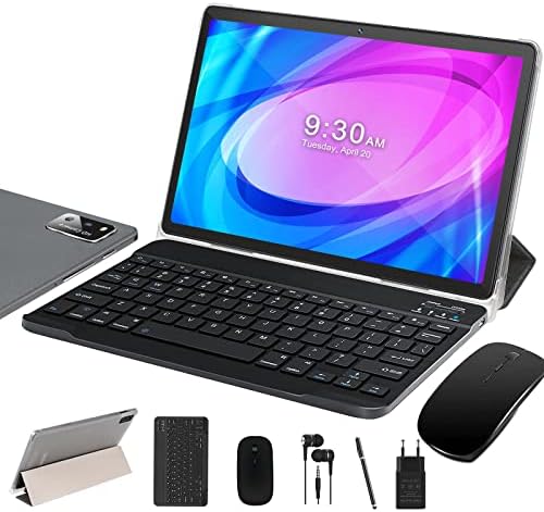 SEBBE Tablet 10 Pollici Tablets Android 11 Octa-Core 1.8GHz 4GB RAM +64GB ROM(SD 128 GB), Tablet offerte Schermo IPS HD | 8MP + 5MP | WiFi | Bluetooth 4.1 | 6000mAh | Tastiera, Mouse e Stilo – Grigio