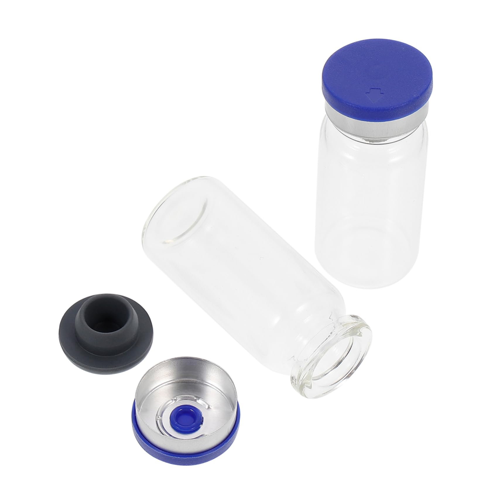 SOLUSTRE 100 Stück Wiederbefüllbare Glasfläschchen 10ml mit Dickem Flachem Boden und Deckel Klare Transparente Flaschen für Labor und Proben