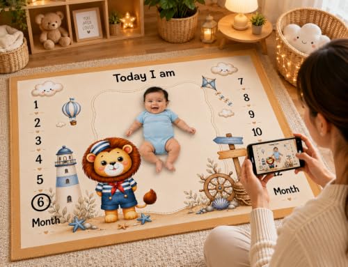 Image of NEW COMERS Milestone Baby Blanket for All Season Play Mat, Super Soft Foam | 3 Layer Thick Mat Blankets for Kids /New Born Monthly Photoshoot