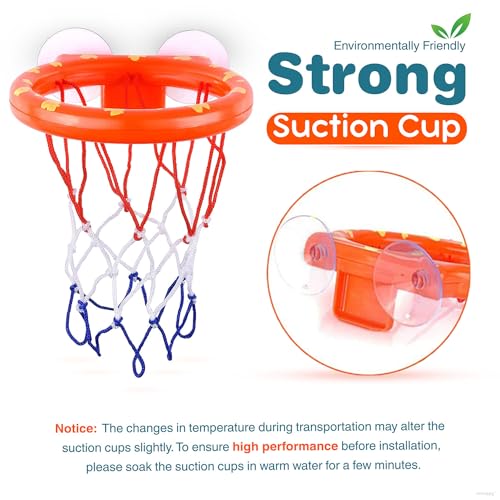 MARPPY Bath Toys, Bathtub Basketball Hoop for Toddlers Kids, Boys and Girls with 4 Soft Balls Set & Strong Suction Cup, Bathtub Shooting Game & Fun Toddlers Bath Toys for Boys or Girls