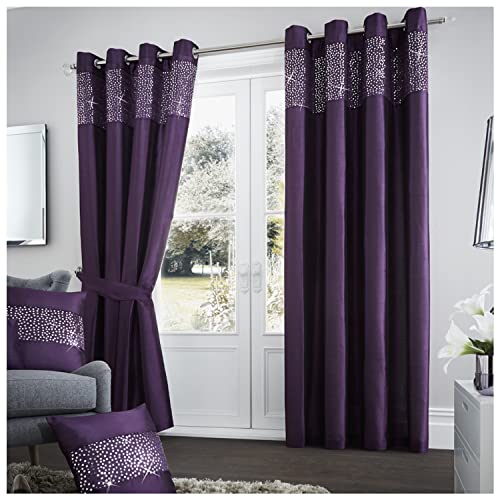 Gaveno Cavailia Luxurious Fully Lined Aviv Room Curtains (66 x 90 Inches), Polyester, Aubergine, W 66.1" x L 90.2" (1 Panels)