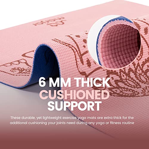 Marjar Yoga Mat For Women/Men, 1/4-Inch Print Reversible Exercise & Fitness Mat For All Barefoot Workouts, Non-Slip Yoga Mat With Carrying Strap & Storage Bag (68" X 24" X 6Mm Thick) #TOP3