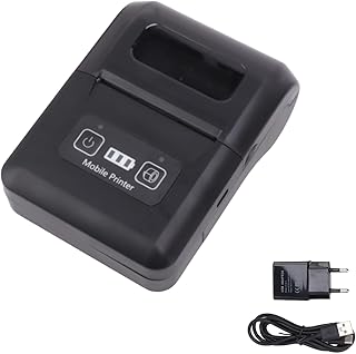 Ozgkee Portable Thermal Printer, 58mm Thermal Printer 2500mAh ABS Inkless Thermal Compact Printer for Mobile Office Home School (EU Plug)