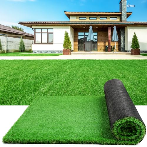 Rengue Artificial Turf 7x15FT Turf Grass with Drainage Holes Realistic