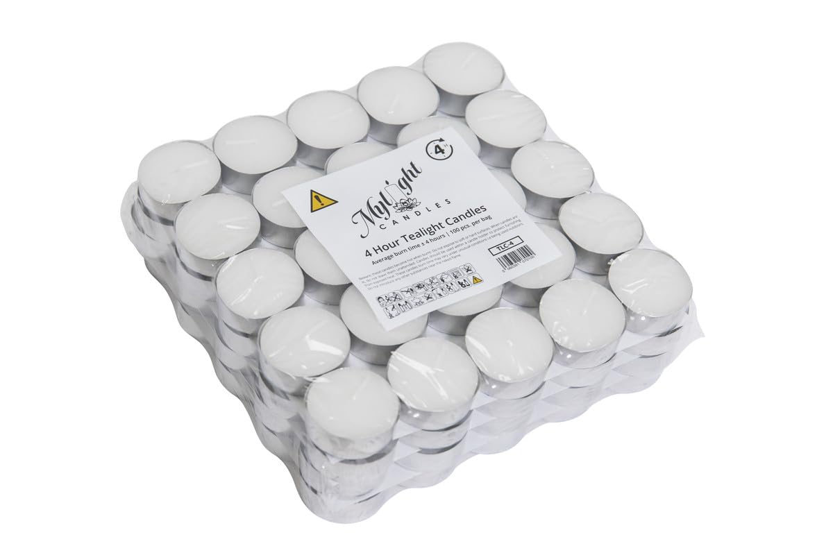 We Can Source It Ltd Pack Of 200 – 4 Hour Burn Unscented Tea Light Candles - Decorative Smokeless Candle – White Long-Lasting Tea Light Candles, 200 Pack