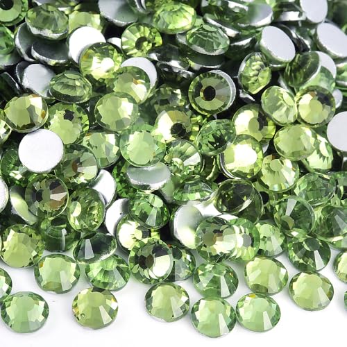 Image of 288 Pieces SS30 /6.4-6.6mm Flat Back Crystal Rhinestones Round Gems for Nail Art,Lt.Peridot