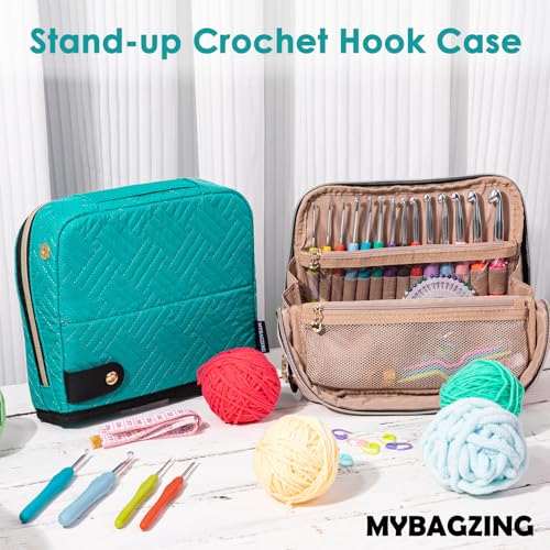 MYBAGZING Empty Crochet Hook Case - Crochet Hook Organizer Case Stand Up (Upgraded) -Corchet Organizer - Crochet Hook Holder for Knitting & Crochet Supplies, Crochet Needles, Crochet Accessories
