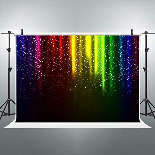 FLASIY Let's Glow Party Backdrop 7x5ft Rainbow Neon Background for Music Dance Disco