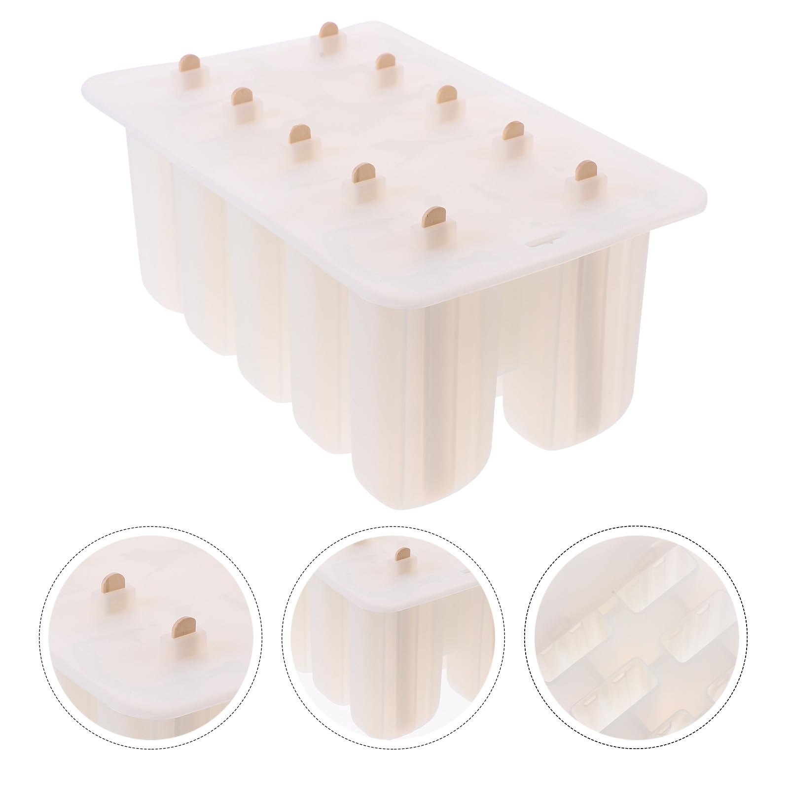 SECFOU Moule à Glace Réutilisable Facile à Démouler Couleur Aléatoire Estivales en Silicone avec 10 Cavités et Autocollants en Bois pour Préparer des Glaces Maison
