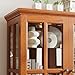 Tall Curio Cabinet with Glass Doors, Adjustable Shelves & Light, Antique Display Case Floor Standing Vintage Showcase for Collectibles Books Office, Includes E26 Bulb (Tall, Dark Oak)