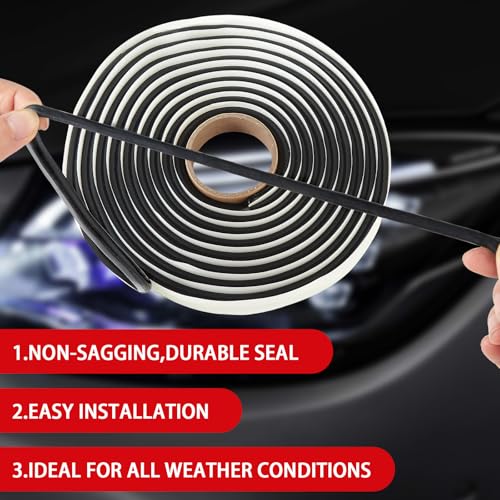 Image of Black Butyl Seal Tape - Repair Rv Window Sealing Tape Waterproof RV & Marine Sealant for Windows, Vents & Roofing 1 Seal- Butyl Foamcore Roll 13'x 5 /16 inch