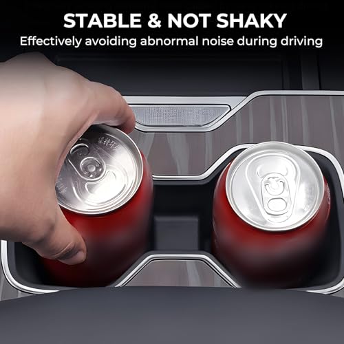 Image of Cup Holder Inserts for Chevrolet Silverado EV 2026 2025 2024 (ONLY for RST /LT) & GMC Sierra EV 2026 2025 2024, Interior Accessories TPE Center Console Car Cup Holders Covers Protector, Black