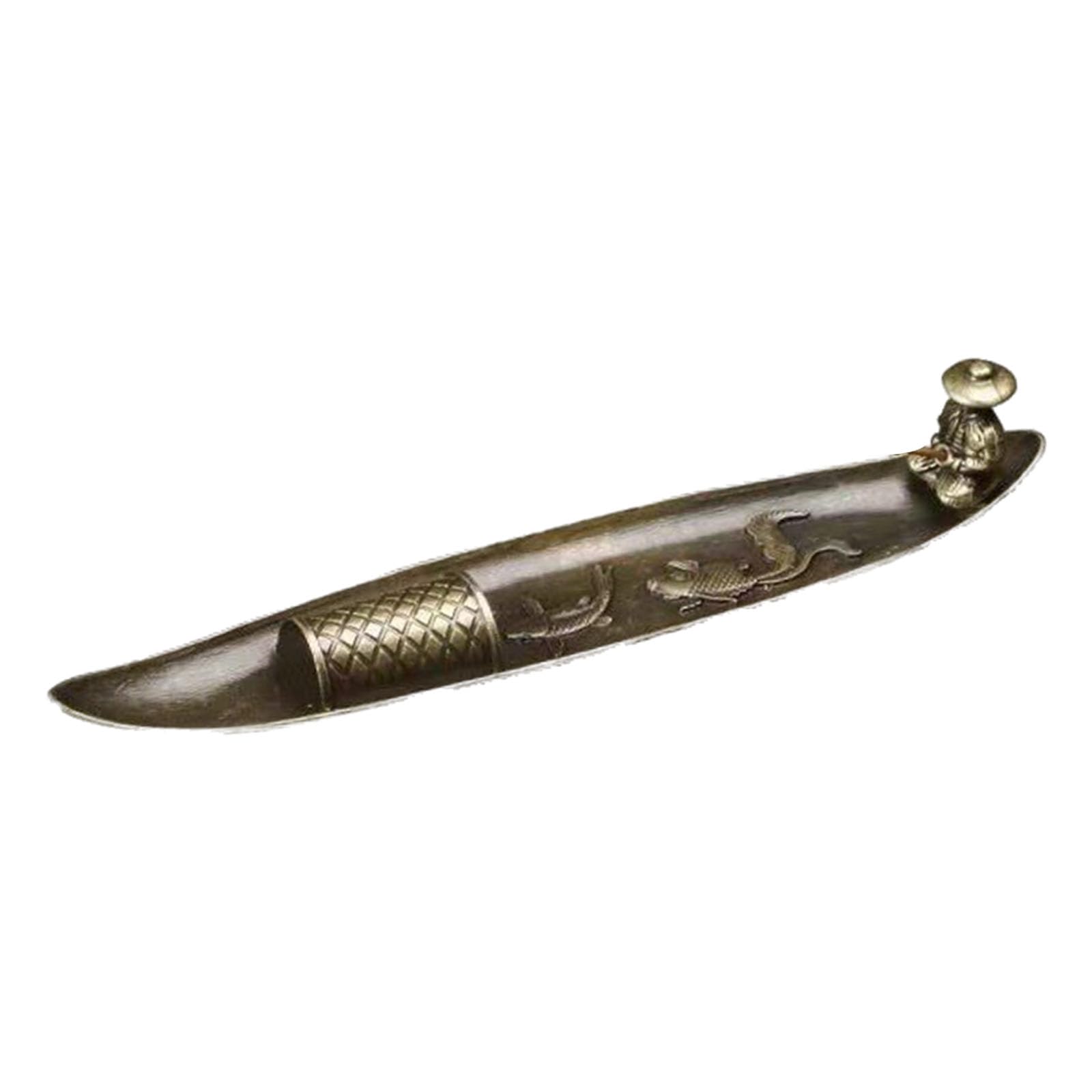Nucelit Incenses Stick Holder with Fishing Design Antique Alloy Incenses Burners Censers for Meditations and Home Decorative Use Stick Burners