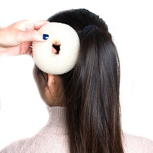 Foto von CareforYou 3-teiliges Donut-Set für Haarknoten, Ring-Stil für Chignon, Kinder, Damen, Mädchen, extra (1 groß, 1 mittel, 1 klein) (beige)
