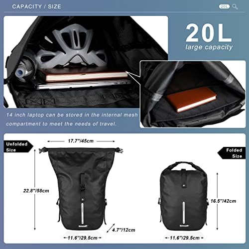 Rhinowalk Bike Pannier Bag 20L Bicycle Rear Rack Bag Laptop Storage Bag Backpack Shoulder Bag with Rain Cover