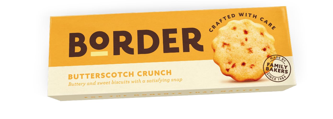 Border Biscuit Butterscotch Crunch - Made with Real Butter & Butterscotch - Deliciously Crunchy Treat - Perfect Food Gift for Biscuit Lovers - Pack of 9 x 135g