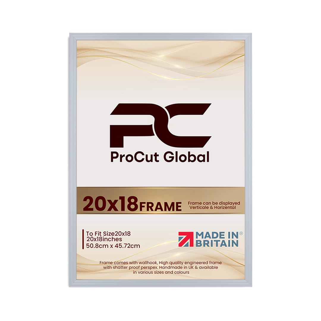 Procut Global 20x18 Light Grey Picture Frames - Classic Wooden Photo Frame with Shatterproof Perspex for Wall or Tabletop - Perfect for Posters, Certificates & Prints - Sizes & Colors Available โ image 1