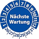 Prüfplakette Nächste Wartung, Vinylfolie, selbstklebend, Prüfaufkleber, Prüfetikett, Plakette (30 mm Ø, Blau, 100)