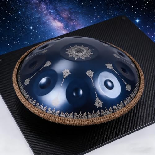 Handpan azul de 10 notas con patrones artesanales miniatura 5