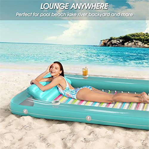 Image of Inflatable Tanning Pool Lounger Float - Jasonwell 4 in 1 Sun Tan Tub Sunbathing Pool Lounge Raft Floatie Toys Water Filled Tanning Bed Mat Pad for Adult Blow Up Kiddie Pools Kids Ball Pit (MG,XXL)