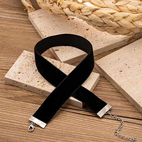 AnotherKiss Black Velvet Ribbon Choker Necklace for Women, Gothic Jewelry, Halloween Birthday Party Cosplay, Wide 3/4 inch (2cm)2