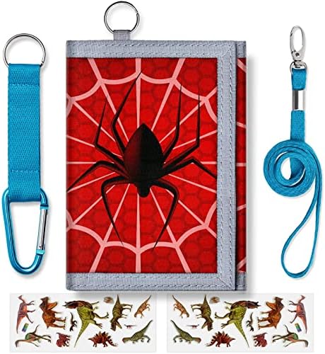 Kids Wallets for Boys With Coin Pocket, Boys Wallets for Kids Ages 4-18, Toddler Trifold Spider Wallet for Boys With 9 Card Holders,Novelty Wallet for Childrens Birthday Gifts