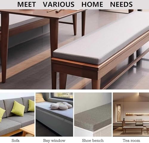 Cojín de banco impermeable gris de 100x60x5 cm con funda extraíble y base antideslizante 5
