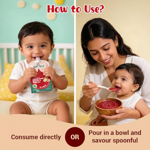 Image of Li'l Sprouts FruGies Veggie Lover Combo Pack | Baby Food Puree | 4 Flavours | 6 Months+| Ready-to-Eat | Infant Travel Food | Pack of 8, 100g each | All Natural, No Salt, No Sugar and No Preservatives | Packed with Nutrients | Ready-to-Eat