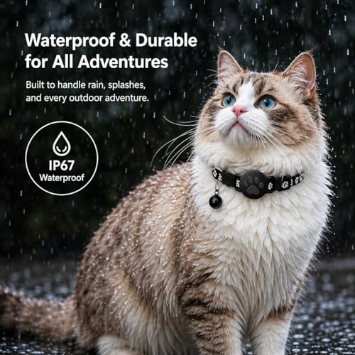 Image of Pet Tracker,GPS Collar for Cats,Smart tag,Waterproof Compatible with Find My,No Monthly Fee,Advanced Tracking Solution Smart Collar for Pet Safety Ideal Small Large Cats(iOS User)