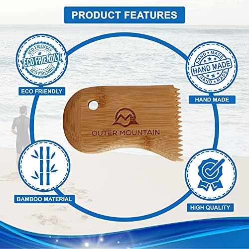 Outer Mountain Surfboard Wax Comb Bamboo Surfboard Wax Scraper and