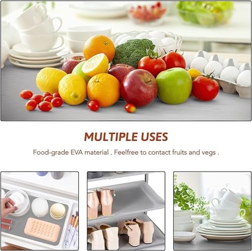 Image of ElastPro EVA Food Grade Washable Anti Slip Mat /Sheet for Fridge, Shelf Liner, Table, Kitchen Drawer mat (Line Grey, 3 Meter)
