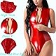 MIZSPISE Latex Dessous Damen Bodysuit Sexy Unterwäsche Reizwäsche Zipper Erotic Wetlook Outfit Babydoll Lackleder Lingerie Lack Nahtlose Party Leder (Rot, Einheitsgröße)