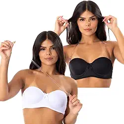 Kit 2 Sutian Sem Alça Soutien Tomara Que Caia Com Alça Transparente Removível Com Bojo Estruturado
