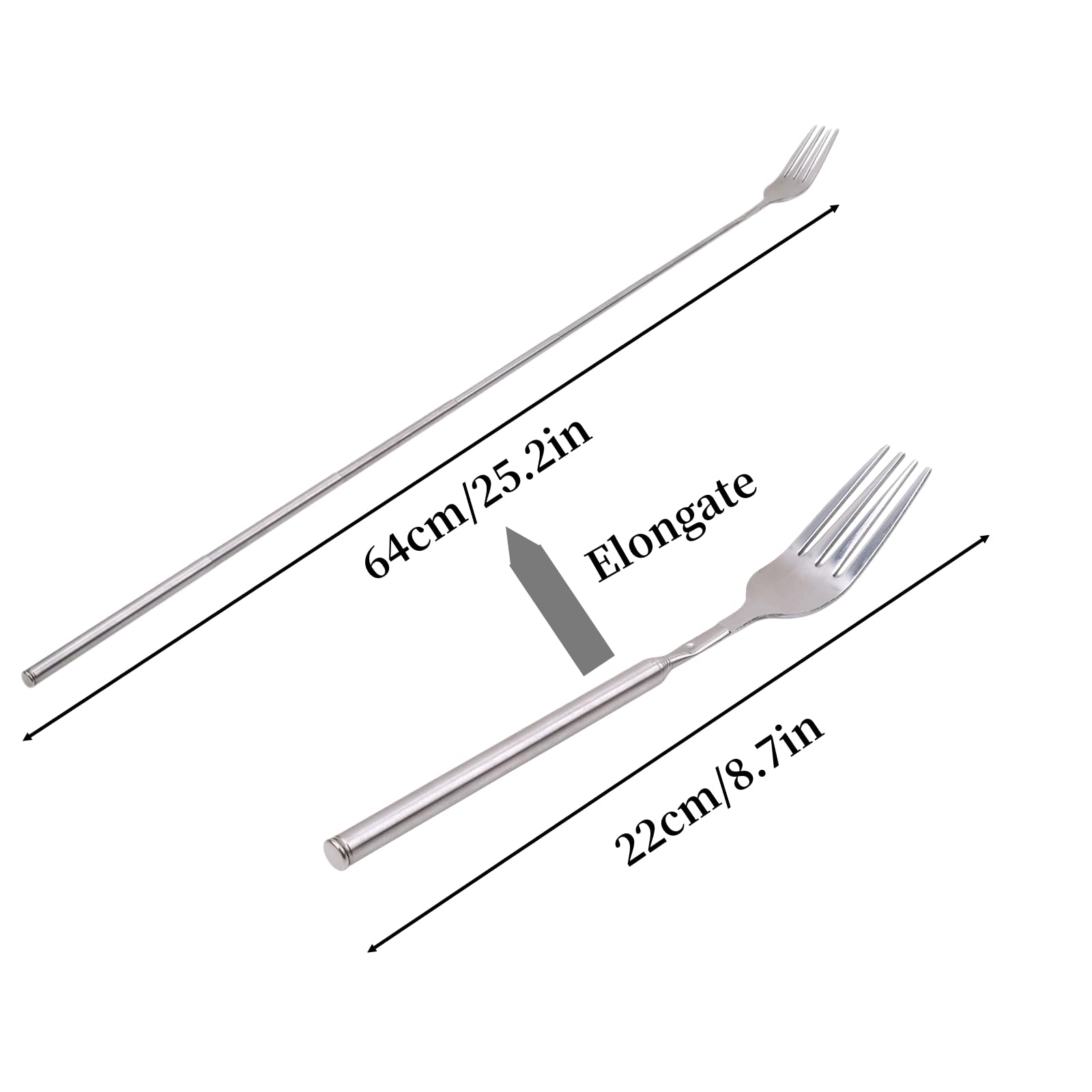 Cuisson Sans Brûlure Lot De 5 Fourchettes Télescopiques Yosoo - Acier Inoxydable - Extensible 22-64 Cm Pour BBQ Fourchette Télescopique